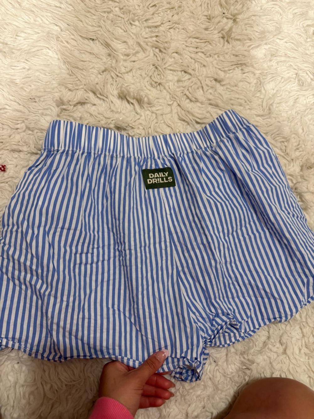 Daily Drills Blue & White Striped Athletic Shorts